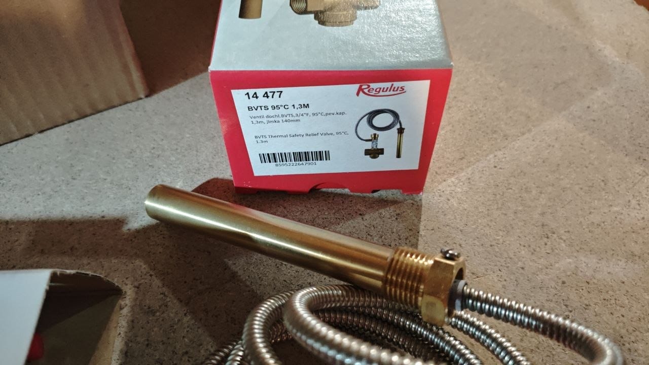 Клапан захисту від перегріву котла Regulus BVTS, 95°C, 1.3м 2 Regulus_BVTS_95